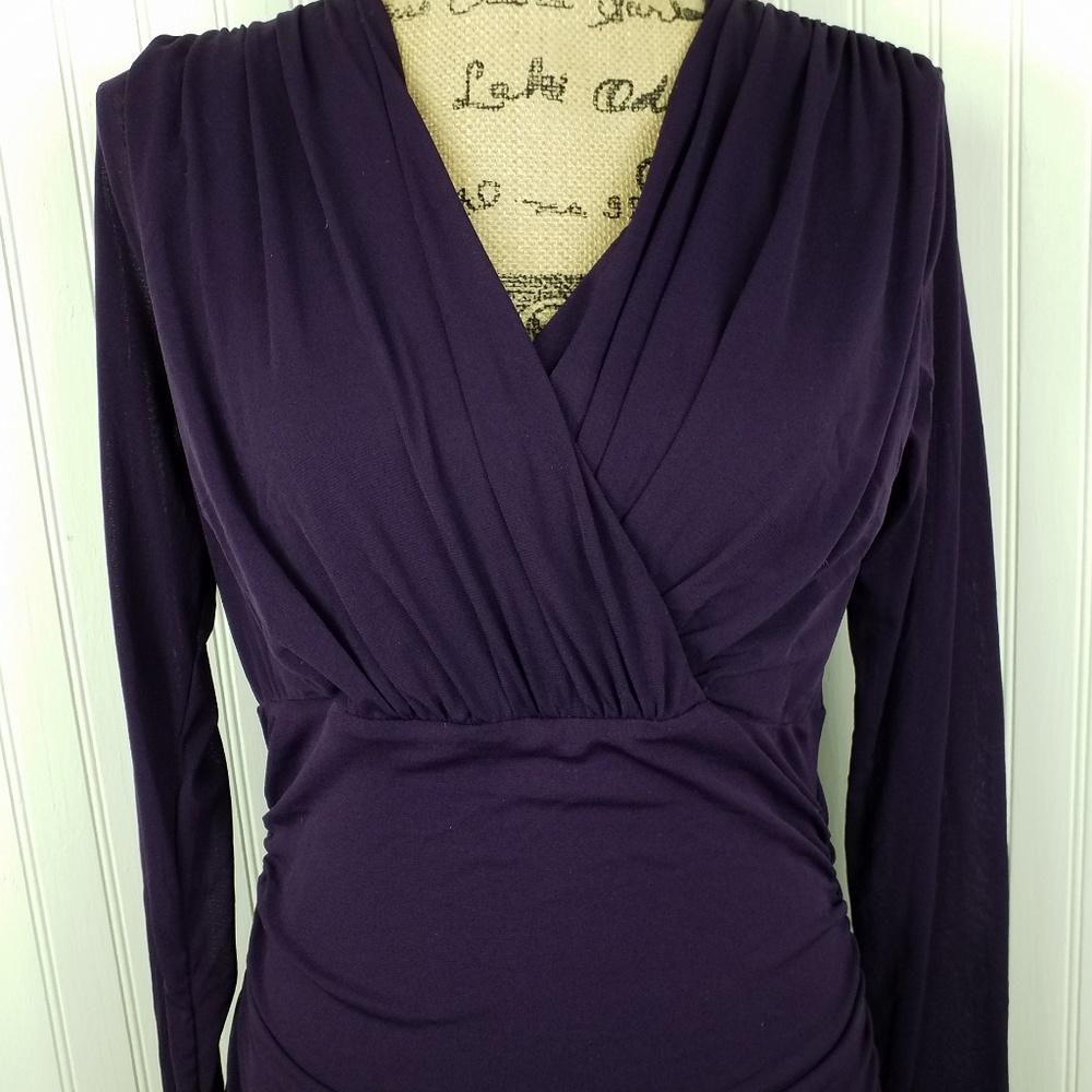 NWOT Patty Boutik Ruched Sheer/Lined Top XL